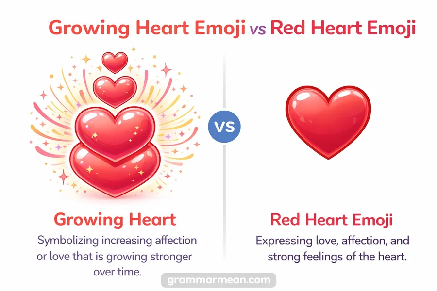 Growing Heart Emoji Meaning vs Red Heart Emoji